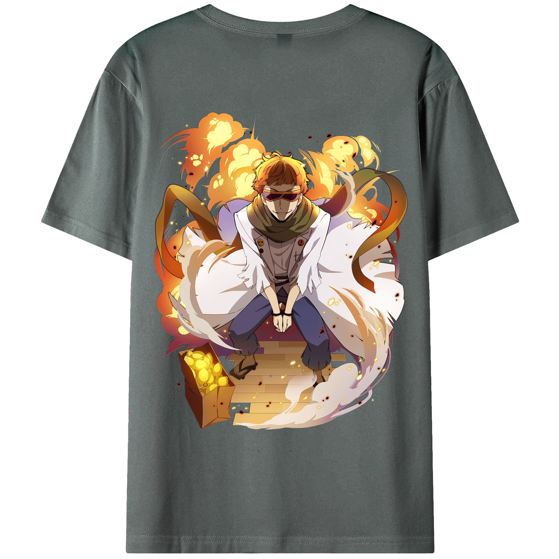 （画像用） 文豪ストレイドッグス Bungo Stray Dogs 綿100％ メンズ半袖Tシャツ（バックプリント） 通気性